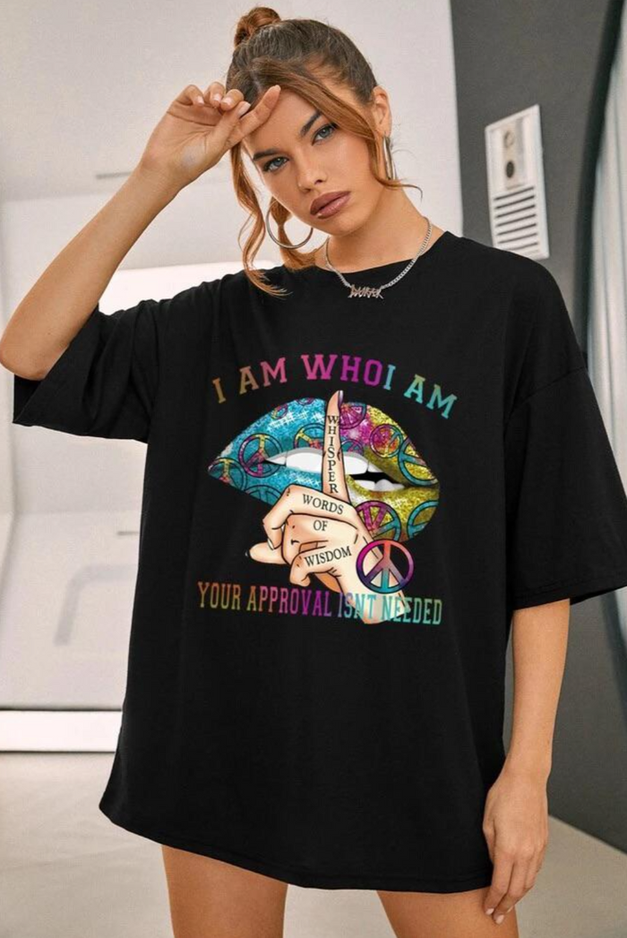 Ladies Oversized Whishper Words of Wisdom Short Sleeves T Shirt Top 🇬🇧