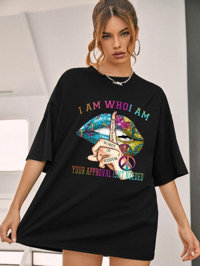 Ladies Oversized Whishper Words of Wisdom Short Sleeves T Shirt Top 🇬🇧
