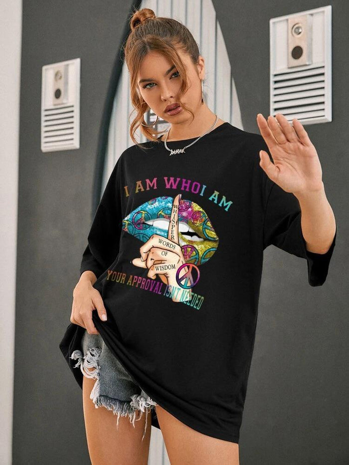 Ladies Oversized Whishper Words of Wisdom Short Sleeves T Shirt Top 🇬🇧
