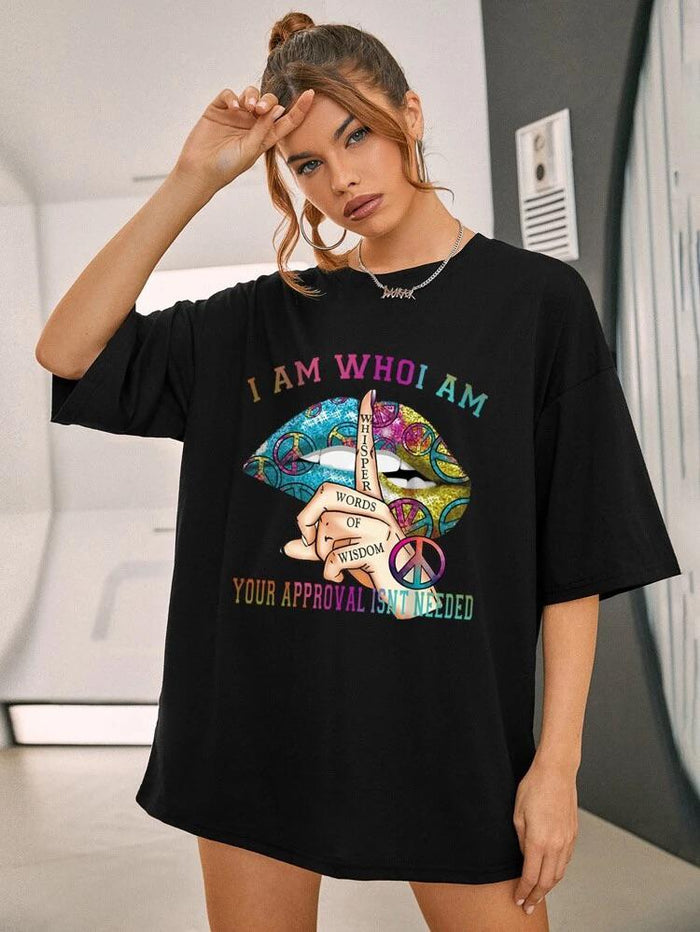 Ladies Oversized Whishper Words of Wisdom Short Sleeves T Shirt Top 🇬🇧