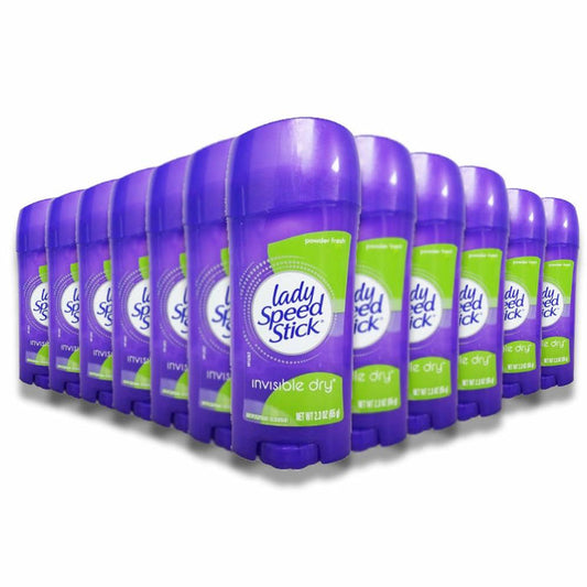 Lady Speed Stick Invisible Dry Antiperspirant & Deodorant, Powder Fresh - 2.3 oz - 12 Pack