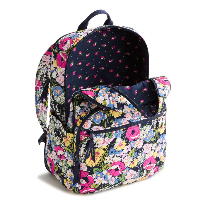 Floral patterned backpack on a white background