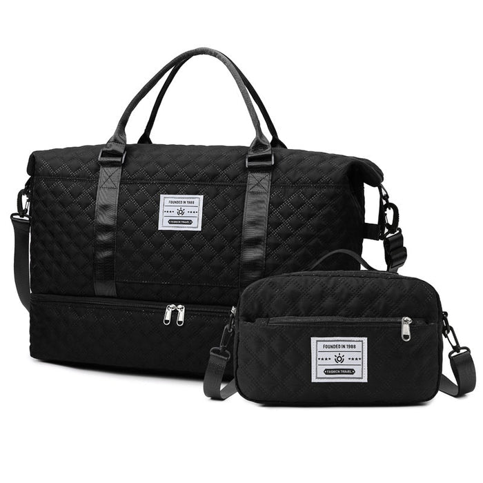 Large-Capacity Quilted Embroidered Thread Handle Crossbody Storage Travel Bag 🇨🇳