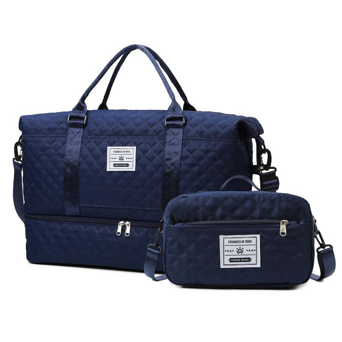 Large-Capacity Quilted Embroidered Thread Handle Crossbody Storage Travel Bag 🇨🇳