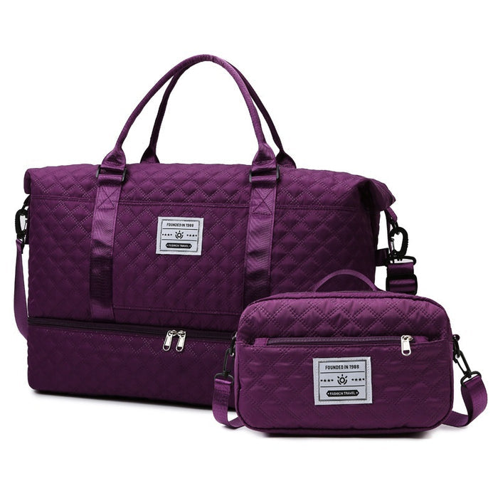 Large-Capacity Quilted Embroidered Thread Handle Crossbody Storage Travel Bag 🇨🇳