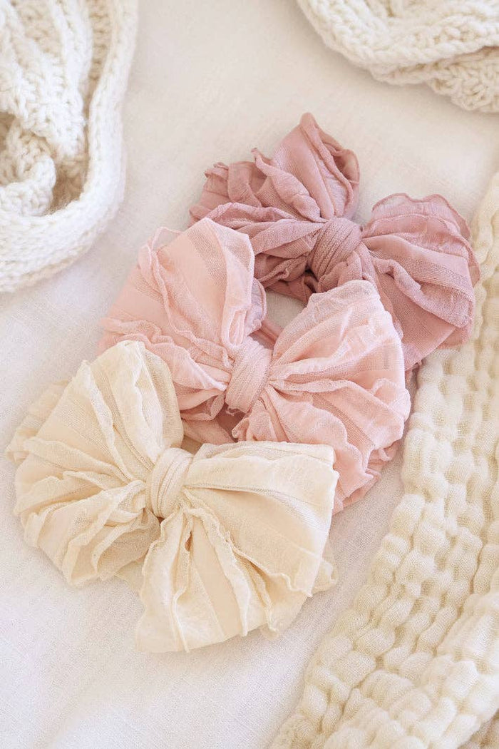 Large Ruffle Knit Bow | Lotus