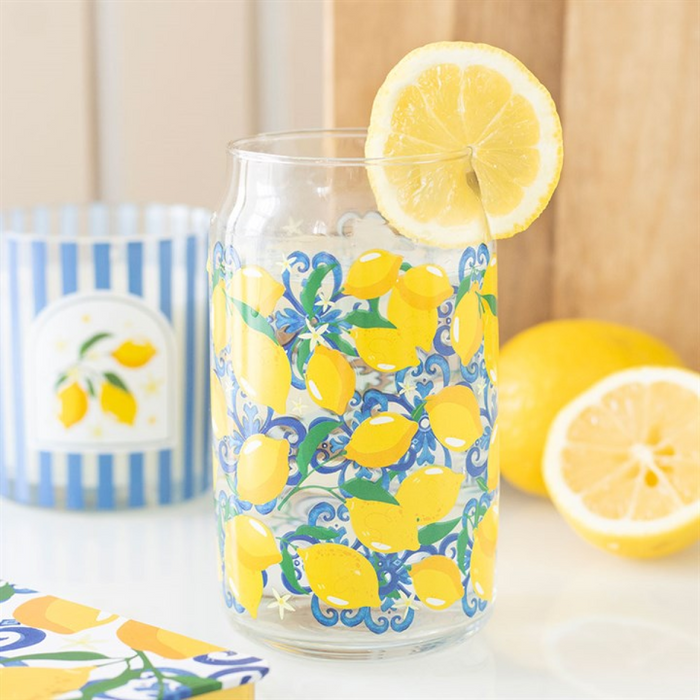 Lemon Print Can Glass 🇬🇧