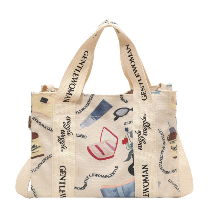 Letter Printed Canvas Bag Large Capacity Crossbody Ladies 🇨🇳