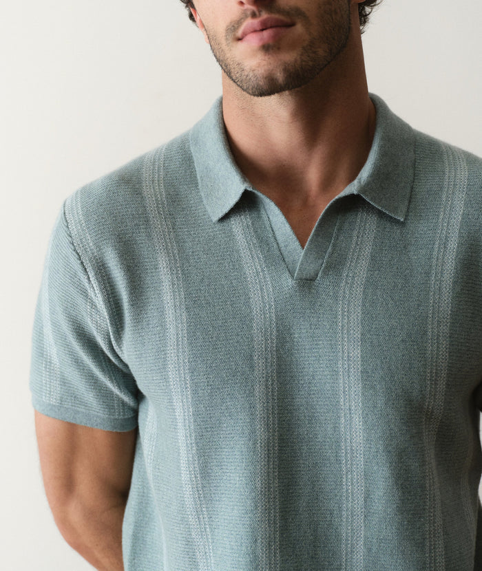 Liam Sweater Polo Topaz Stripe