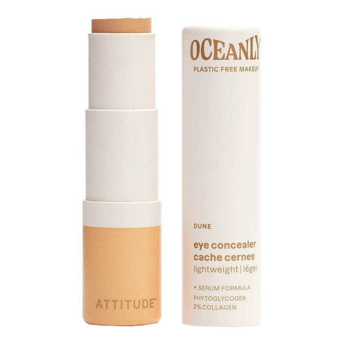 Eye concealer stick with packaging labelled 'Attitude' and 'Oceanly' on a white background.