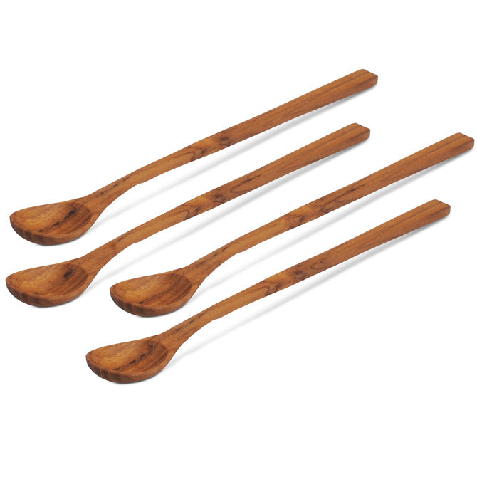 Long Teak Spoons - 8 inch - set of 4