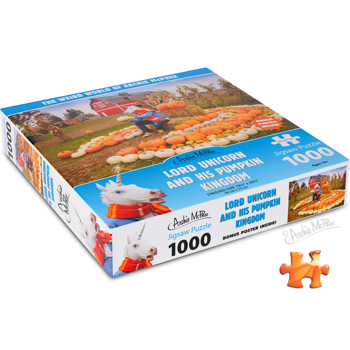 Explore the captivating Lord Unicorn and His Pumpkin Kingdom Puzzle, a top-tier 1000-piece set depicting a mystical unicorn amidst a lively pumpkin patch, ideal for puzzle lovers looking for both difficulty and allure.