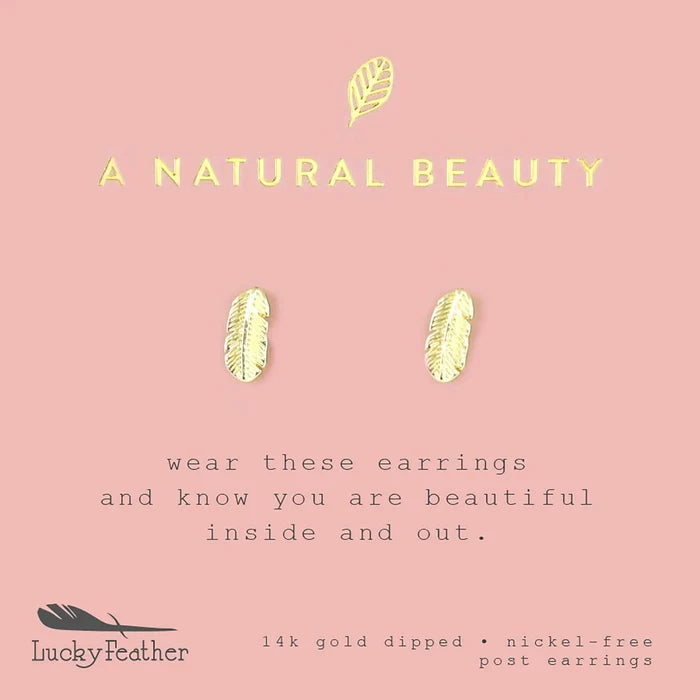 Lucky Feather A Natural Beauty - Gold Leaf Earrings