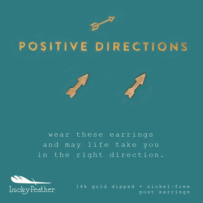 Lucky Feather Positive Directions - Gold Arrow Earrings