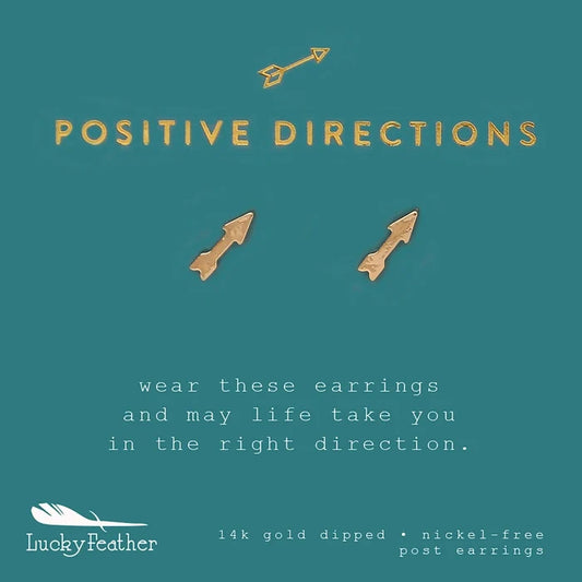 Lucky Feather Positive Directions - Gold Arrow Earrings