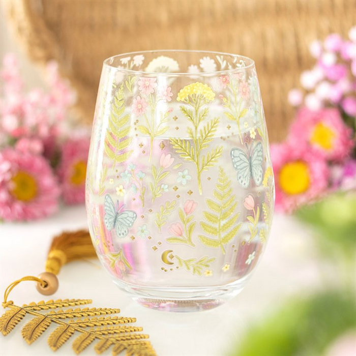 Luna Bloom Floral Print Stemless Glass 🇬🇧