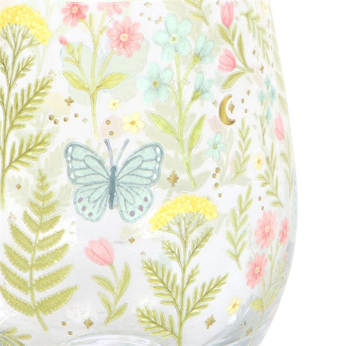 Luna Bloom Floral Print Stemless Glass 🇬🇧