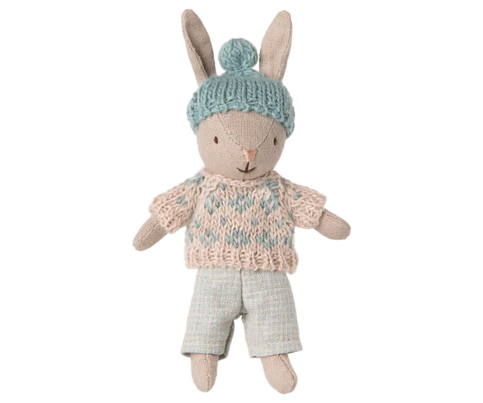 Maileg Winter Rabbit Micro in Sand/Mint