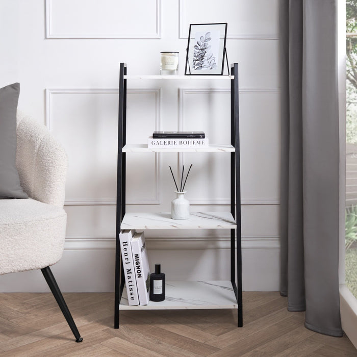 Manhattan Marble Effect 4-Tier Shelving Unit - Black/White 🇬🇧