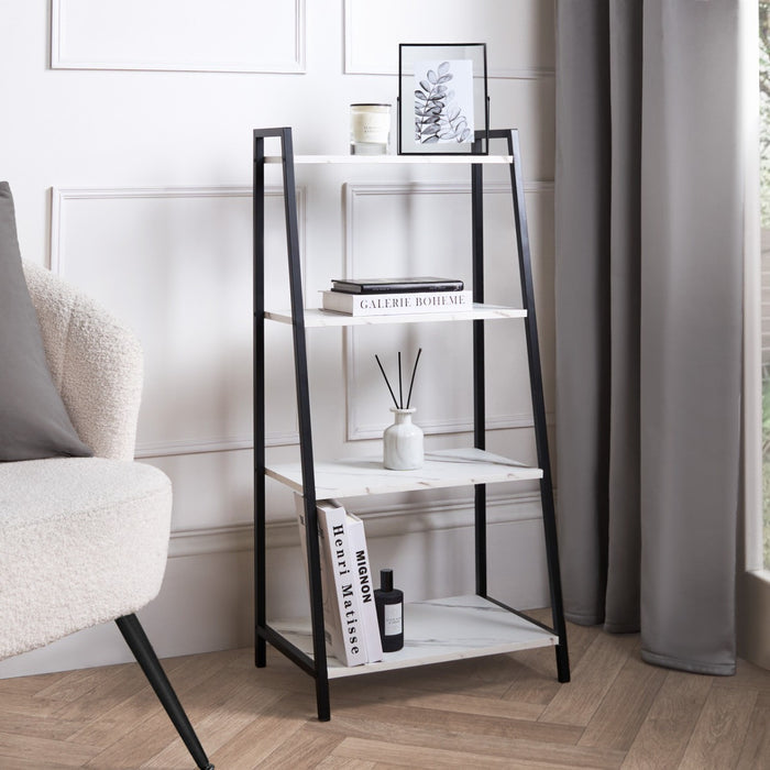 Manhattan Marble Effect 4-Tier Shelving Unit - Black/White 🇬🇧