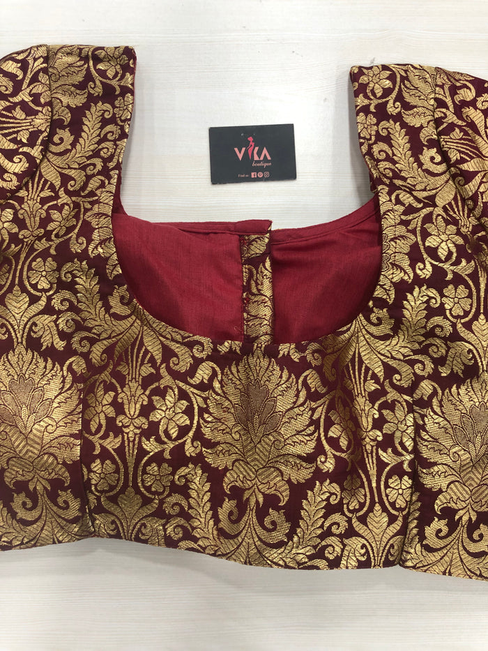 Maroon brocade Banaras silk blouse