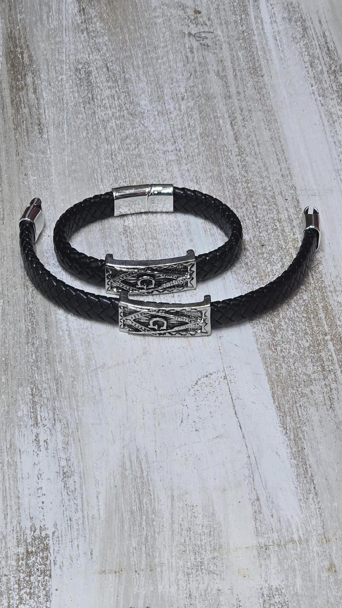 Masonic Leather Bracelet