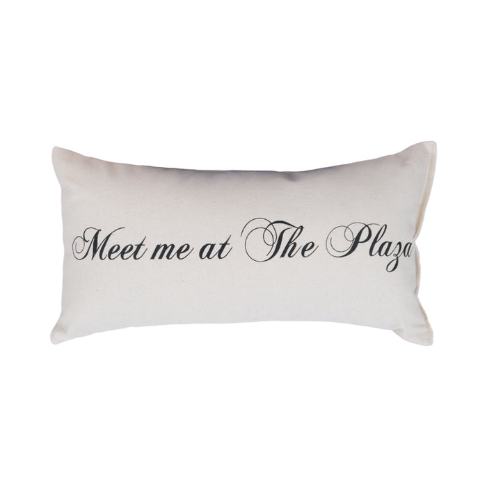 Meet Me at The Plaza decorative pillow on white background