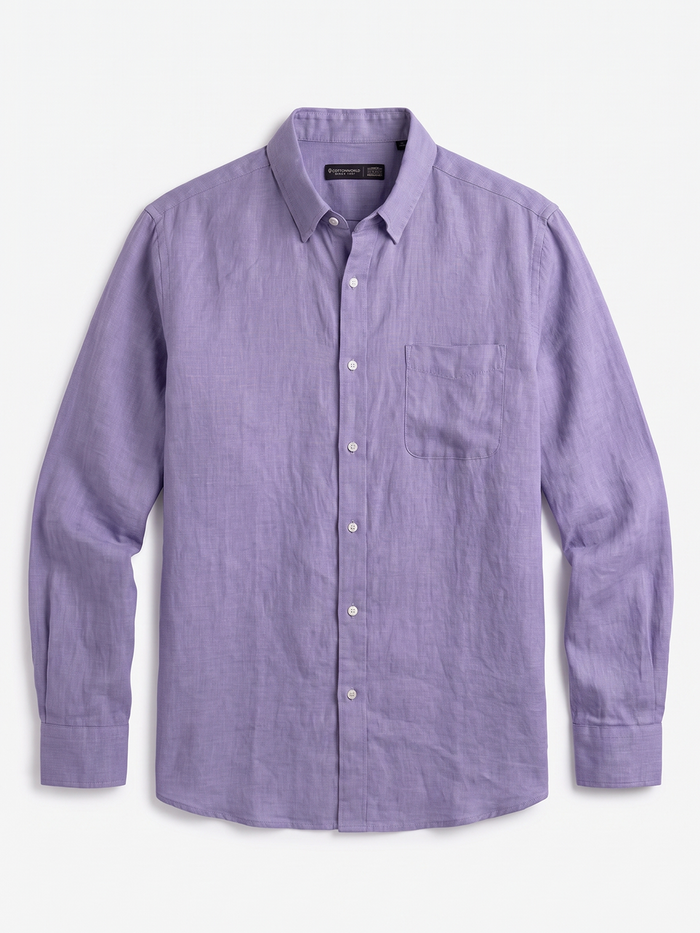 Men's Lilac 100% Linen Regular Fit Shirt