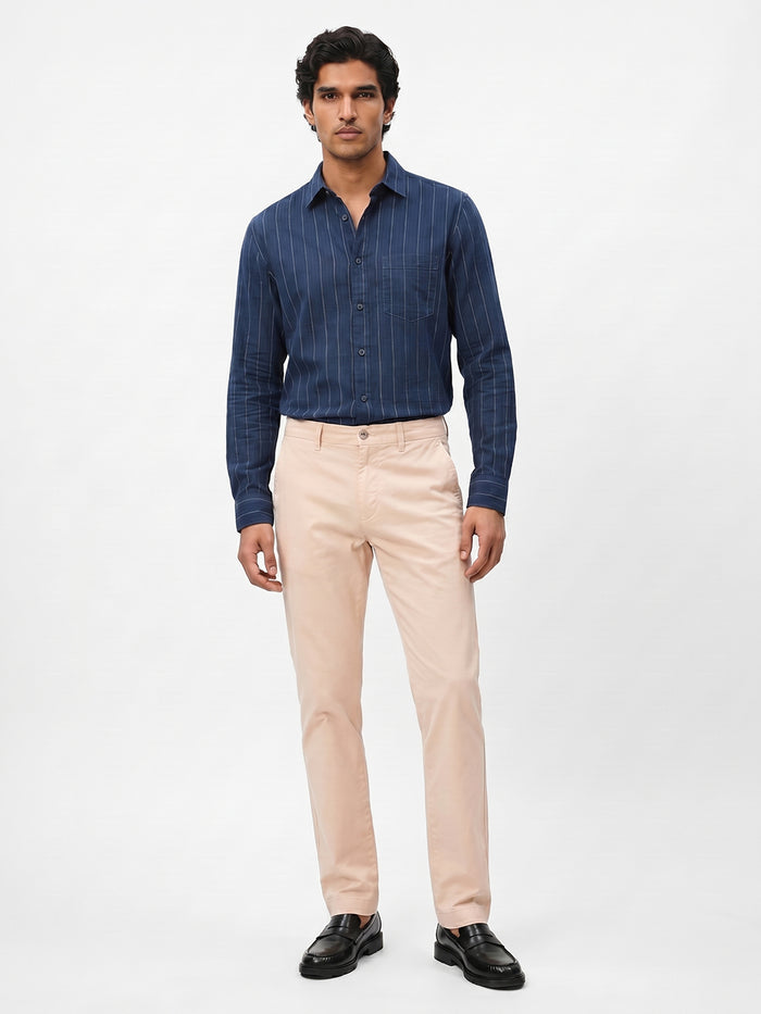 Men's Navy Cotton Lycra Regular Fit Shirt