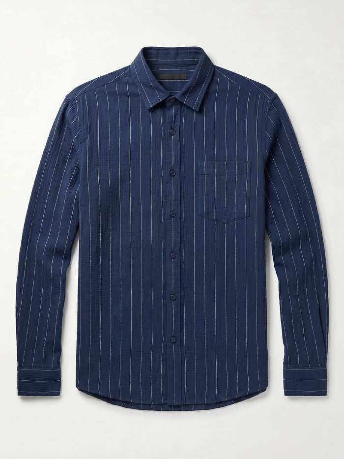Men's Navy Cotton Lycra Regular Fit Shirt