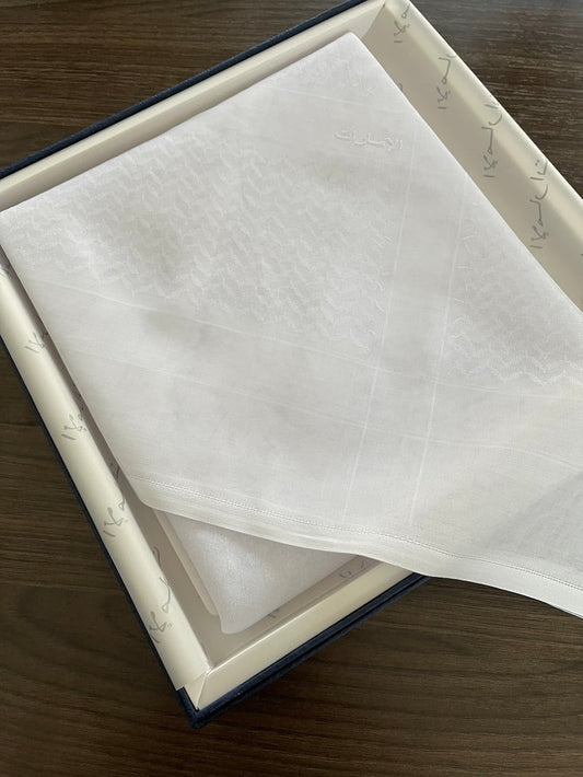 Mens Plain White Luxury Hamdani Scarf (Stiff)