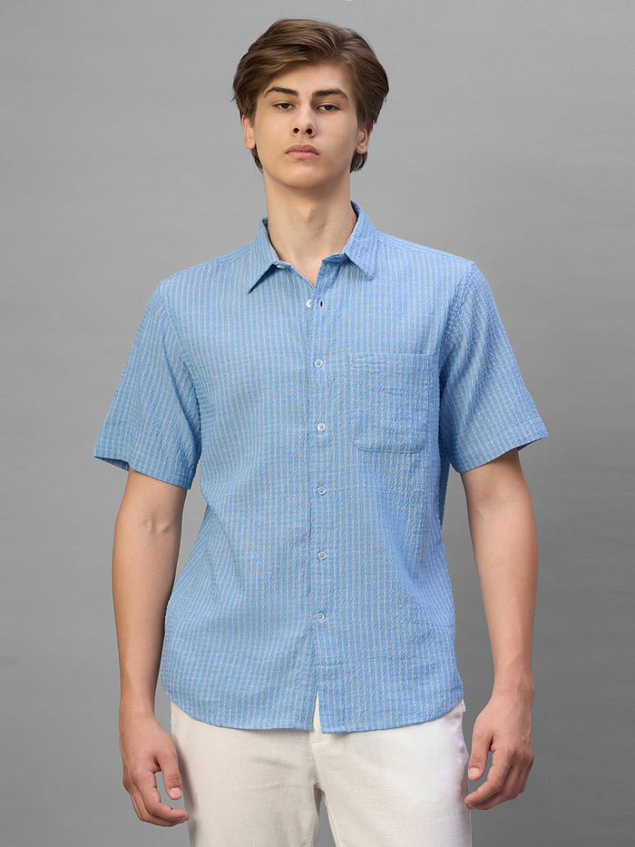 Men's Sky Cotton Viscose Regular Fit Shirt