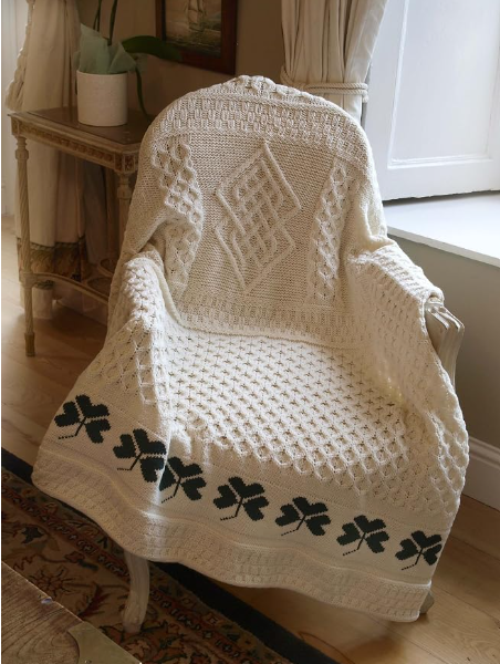 Merino Wool Aran Throw Blanket
