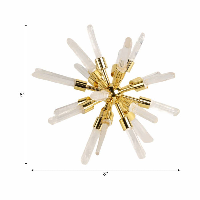 Metal Glass Small Crystal Starburst Statuary - Gold, 8 in.