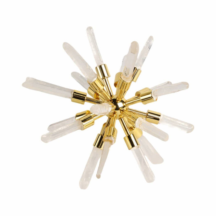 Metal Glass Small Crystal Starburst Statuary - Gold, 8 in.