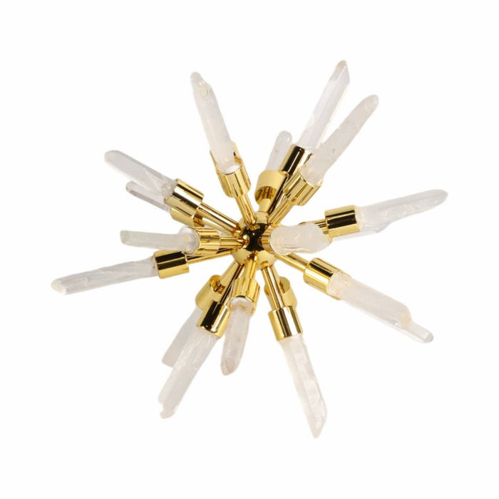 Metal Glass Small Crystal Starburst Statuary - Gold, 8 in.
