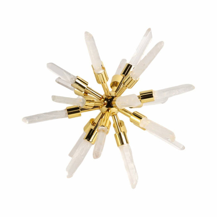 Metal Glass Small Crystal Starburst Statuary - Gold, 8 in.
