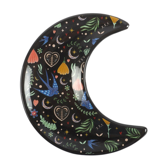 Midnight Bloom Crescent Moon Trinket Dish 🇬🇧