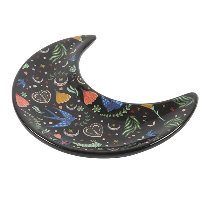 Midnight Bloom Crescent Moon Trinket Dish 🇬🇧