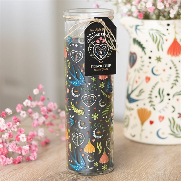 Midnight Bloom Print French Tulip Tube Candle 🇬🇧