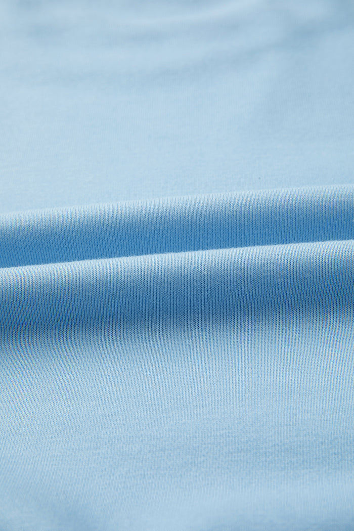 Mist Blue Solid Color Loose Tee Drawstring Wide Leg Pants 2pcs Outfit 🇺🇸