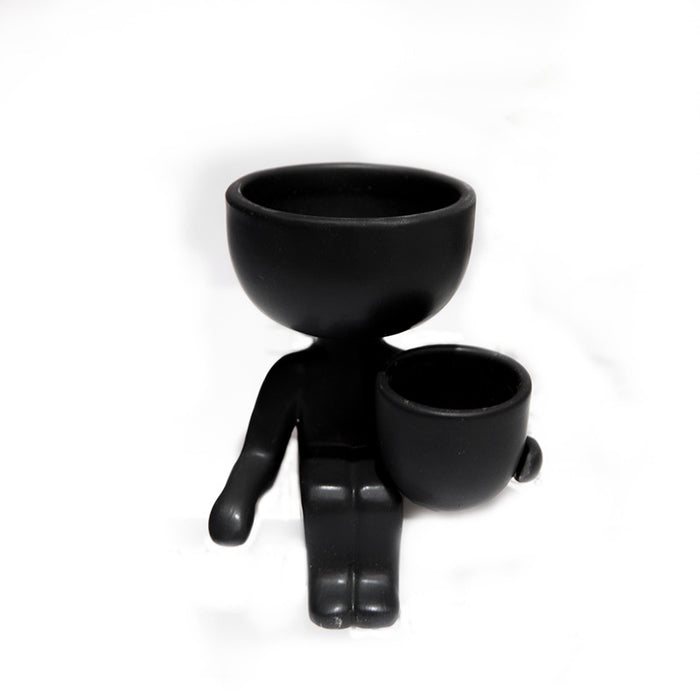 Modern Ceramic Figurine Planter Vase – Black & White Home Décor