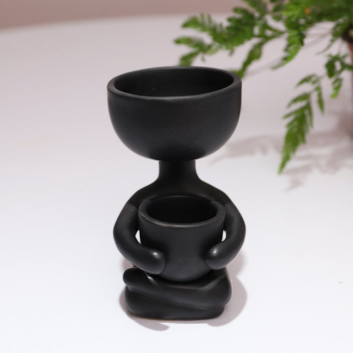 Modern Ceramic Figurine Planter Vase – Black & White Home Décor