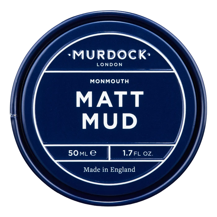 Murdock London Matt Mud i mørkeblå metallboks med hvit etikett