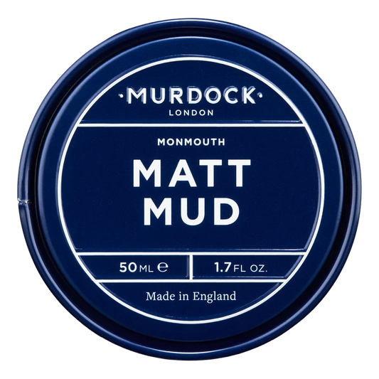 Murdock London Matt Mud i mørkeblå metallboks med hvit etikett