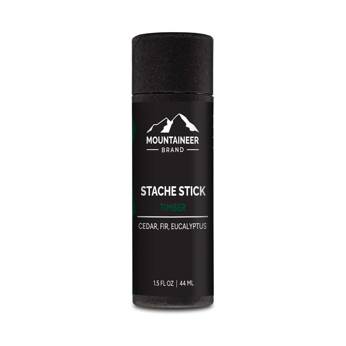 An organic bottle of Mountaineer Brand Products Mustache Wax - 9 Scents Available on a white background.