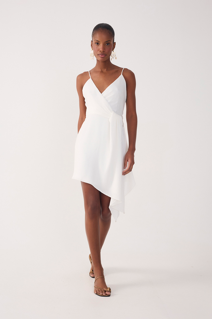 Off-White Pleated Satin Mini Dress_2
