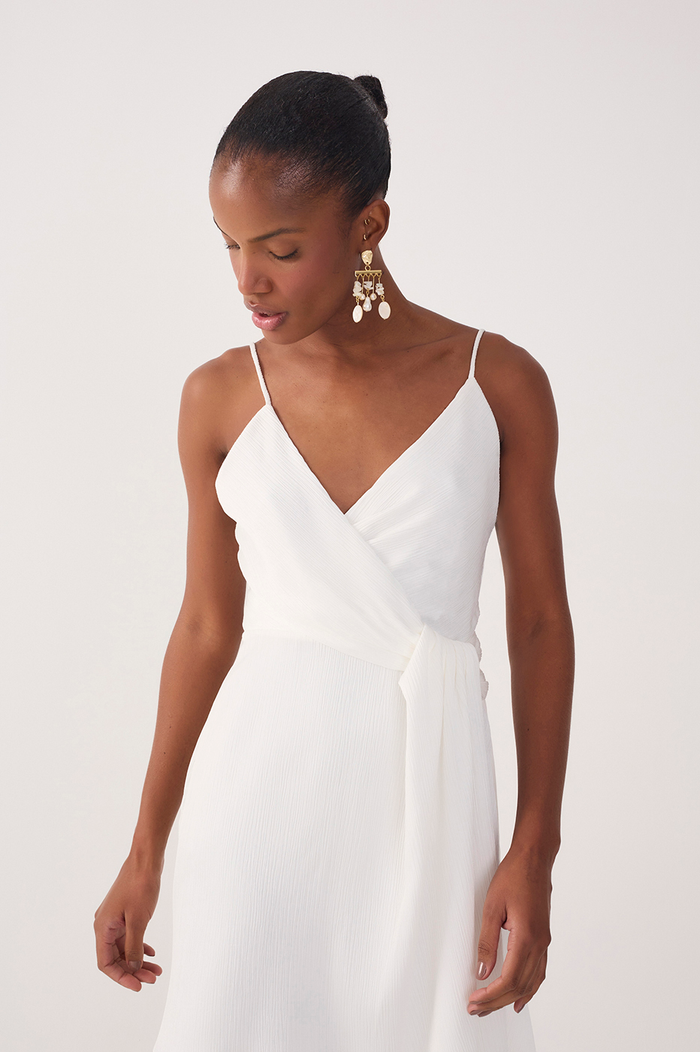 Off-White Pleated Satin Mini Dress_5
