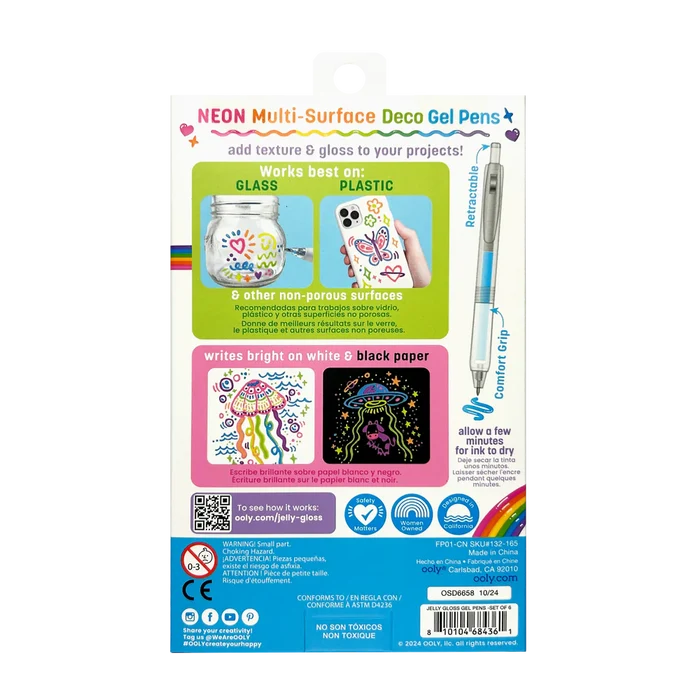 Ooly Jelly Gloss Neon Multi-Surface Deco Gel Pens