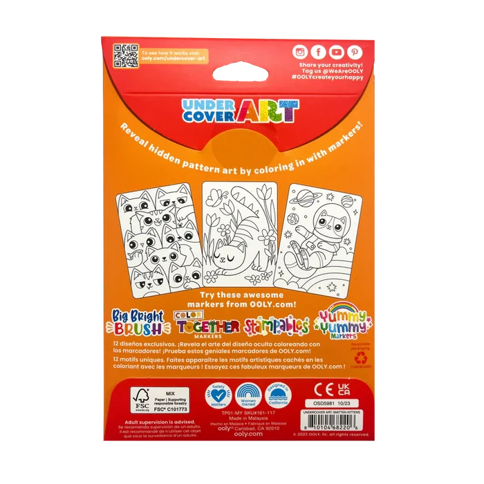 Ooly Undercover Art Hidden Pattern Coloring Activity Cards - Smitten Kittens